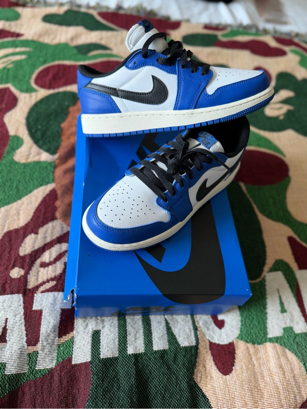 Nike Low-Top Sneakers — White, Blue & Black
